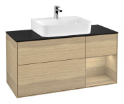 Тумба под раковину Villeroy & Boch Finion 120х50,1 см с подсветкой МДФ шпон дуба/стекло черное матовое F172PCPC