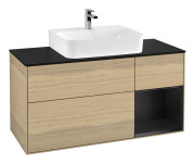 Тумба под раковину Villeroy & Boch Finion 120х50,1 см с подсветкой МДФ шпон дуба/стекло черное матовое F172PDPC