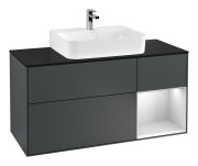 Тумба под раковину Villeroy & Boch Finion 120х50,1 см с подсветкой МДФ темно-синий матовый лак/стекло черное матовое F172MTHG