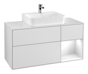 Тумба под раковину Villeroy & Boch Finion 120х50,1 см с подсветкой МДФ белый матовый лак/стекло белое матовое G171GFMT