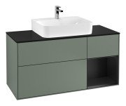 Тумба під раковину Villeroy & Boch Finion 120х50,1 см із підсвічуванням МДФ оливковий матовий лак/скло чорне матове F172PDGM