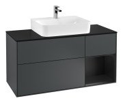 Тумба под раковину Villeroy & Boch Finion 120х50,1 см с подсветкой МДФ темно-синий матовый лак/стекло черное матовое F172PDHG