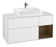 Тумба під раковину Villeroy & Boch Finion 120х50,1 см із підсвічуванням МДФ білий глянцевий лак/скло біле матове G171GNGF