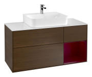 Тумба під раковину Villeroy & Boch Finion 120х50,1 см із підсвічуванням МДФ шпон волоського горіха/скло біле матове G171HBGN