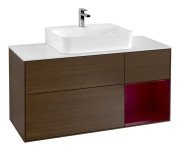 Тумба під раковину Villeroy & Boch Finion 120х50,1 см із підсвічуванням МДФ шпон волоського горіха/скло біле матове G171HBGN