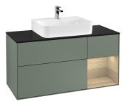 Тумба під раковину Villeroy & Boch Finion 120х50,1 см із підсвічуванням МДФ оливковий матовий лак/скло чорне матове F172PCGM