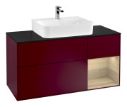 Тумба під раковину Villeroy & Boch Finion 120х50,1 см із підсвічуванням МДФ півонія матовий лак/скло чорне матове F172PCHB