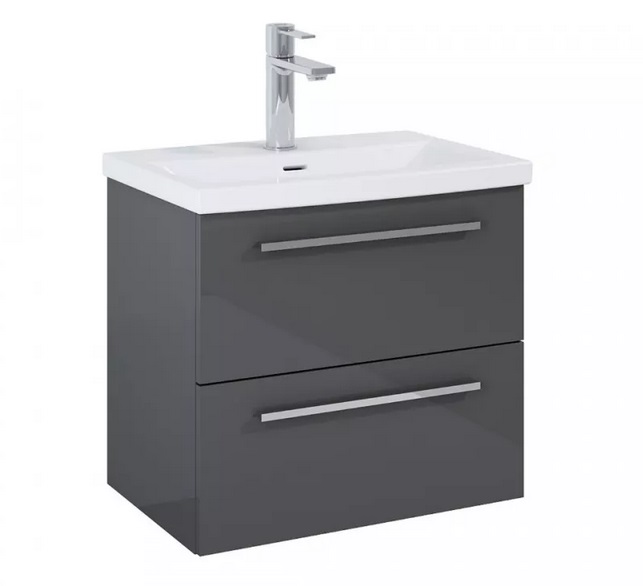 Тумба под раковину Roca Kwadro 60х38,4 см ДСП антрацит глянцевый A857969153