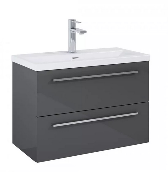 Тумба під раковину Roca Kwadro 80х38,4 см ДСП антрацит глянцевий A857970153