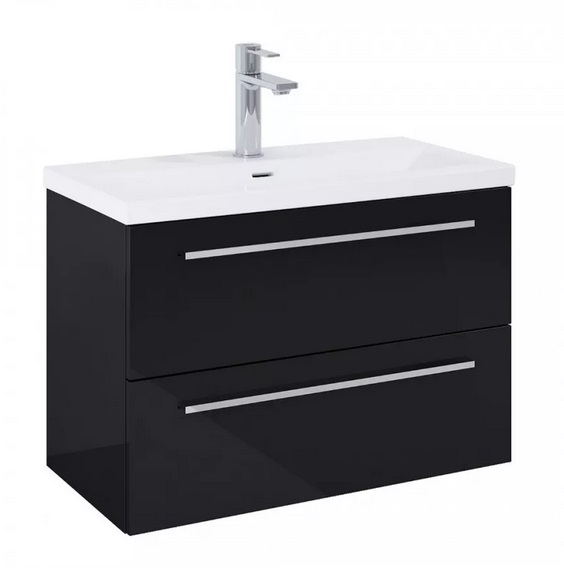 Тумба под раковину Roca Kwadro 80х38,4 см ДСП черный глянцевый A857970351
