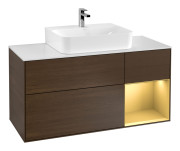 Тумба под раковину Villeroy & Boch Finion 120х50,1 см с подсветкой МДФ шпон грецкого ореха/стекло белое матовое G171HFGN