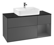 Тумба под раковину Villeroy & Boch Finion 120х50,1 см с подсветкой МДФ антрацит матовый лак/стекло черное матовое G172GKGK