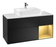 Тумба под раковину Villeroy & Boch Finion 120х50,1 см с подсветкой МДФ черный матовый лак/стекло белое матовое G171HFPD