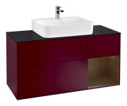 Тумба под раковину Villeroy & Boch Finion 120х50,1 см с подсветкой МДФ пион матовый лак/стекло черное матовое G172GNHB