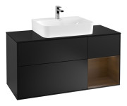 Тумба под раковину Villeroy & Boch Finion 120х50,1 см с подсветкой МДФ черный матовый лак/стекло черное матовое G172GNPD