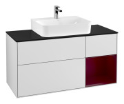 Тумба под раковину Villeroy & Boch Finion 120х50,1 см с подсветкой МДФ белый матовый лак/стекло черное матовое G172HBMT