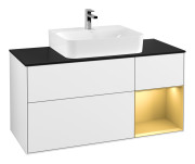 Тумба под раковину Villeroy & Boch Finion 120х50,1 см с подсветкой МДФ глянцевый белый лак/стекло черное матовое G172HFGF