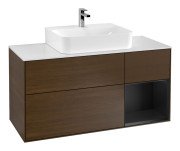 Тумба під раковину Villeroy & Boch Finion 120х50,1 см із підсвічуванням МДФ шпон волоського горіха/скло біле матове G171PDGN