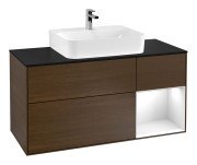 Тумба під раковину Villeroy & Boch Finion 120х50,1 см із підсвічуванням МДФ шпон волоського горіха/скло чорне матове G172GFGN