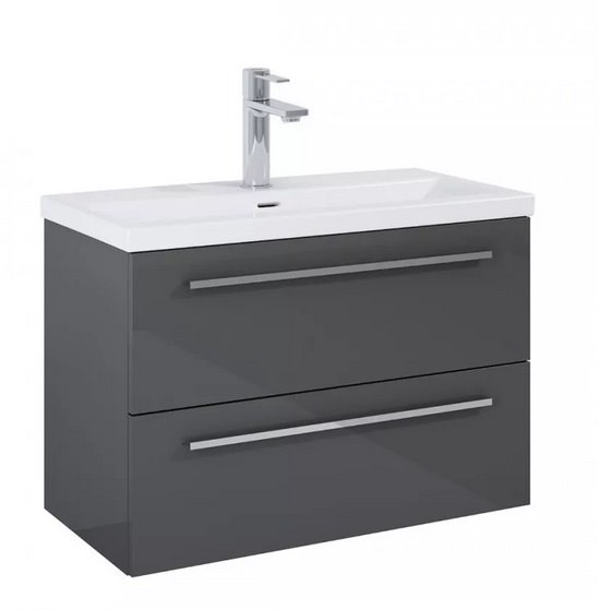 Тумба под раковину Roca Kwadro 80х38,4 см ДСП антрацит глянцевый A857970153