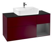 Тумба під раковину Villeroy & Boch Finion 120х50,1 см із підсвічуванням МДФ півонія матовий лак/скло чорне матове G172GKHB