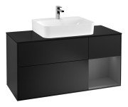 Тумба під раковину Villeroy & Boch Finion 120х50,1 см із підсвічуванням МДФ чорний матовий лак/скло чорне матове G172GKPD