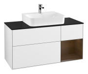 Тумба под раковину Villeroy & Boch Finion 120х50,1 см с подсветкой МДФ глянцевый белый лак/стекло черное матовое G172GNGF
