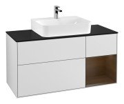 Тумба під раковину Villeroy & Boch Finion 120х50,1 см із підсвічуванням МДФ білий матовий лак/скло чорне матове G172GNMT