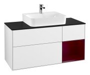 Тумба під раковину Villeroy & Boch Finion 120х50,1 см із підсвічуванням МДФ білий глянцевий лак/скло чорне матове G172HBGF