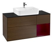 Тумба під раковину Villeroy & Boch Finion 120х50,1 см із підсвічуванням МДФ шпон волоського горіха/скло чорне матове G172HBGN