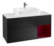Тумба под раковину Villeroy & Boch Finion 120х50,1 см с подсветкой МДФ черный матовый лак/стекло белое матовое G171HBPD