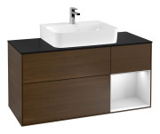 Тумба под раковину Villeroy & Boch Finion 120х50,1 см с подсветкой МДФ шпон грецкого ореха/стекло черное матовое G172MTGN