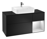 Тумба под раковину Villeroy & Boch Finion 120х50,1 см с подсветкой МДФ черный матовый лак/стекло черное матовое G172MTPD