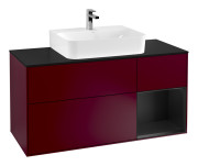 Тумба под раковину Villeroy & Boch Finion 120х50,1 см с подсветкой МДФ пион матовый лак/стекло черное матовое G172PDHB