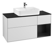 Тумба под раковину Villeroy & Boch Finion 120х50,1 см с подсветкой МДФ белый матовый лак/стекло черное матовое G172PDMT