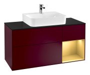 Тумба під раковину Villeroy & Boch Finion 120х50,1 см із підсвічуванням МДФ півонія матовий лак/скло чорне матове G172HFHB