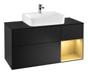 Тумба під раковину Villeroy & Boch Finion 120х50,1 см із підсвічуванням МДФ чорний матовий лак/скло чорне матове G172HFPD