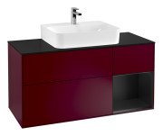 Тумба під раковину Villeroy & Boch Finion 120х50,1 см із підсвічуванням МДФ півонія матовий лак/скло чорне матов G172PDHB