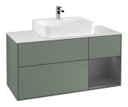 Тумба под раковину Villeroy & Boch Finion 120х50,1 см с подсветкой МДФ оливковый матовый лак/стекло белое матовое G171GKGM