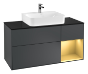 Тумба под раковину Villeroy & Boch Finion 120х50,1 см с подсветкой МДФ темно-синий матовый лак/стекло черное матовое G172HFHG