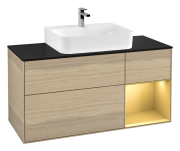 Тумба под раковину Villeroy & Boch Finion 120х50,1 см с подсветкой МДФ шпон дуба/стекло черное матовое G172HFPC