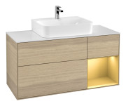 Тумба под раковину Villeroy & Boch Finion 120х50,1 см с подсветкой МДФ шпон дуба/стекло белое матовое G171HFPC