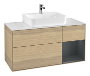 Тумба под раковину Villeroy & Boch Finion 120х50,1 см с подсветкой МДФ шпон дуба/стекло белое матовое G171HGPC