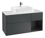 Тумба под раковину Villeroy & Boch Finion 120х50,1 см с подсветкой МДФ темно-синий матовый лак/стекло белое матовое G171PDHG