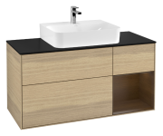 Тумба под раковину Villeroy & Boch Finion 120х50,1 см с подсветкой МДФ шпон дуба/стекло черное матовое G172GNPC