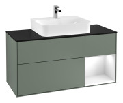 Тумба под раковину Villeroy & Boch Finion 120х50,1 см с подсветкой МДФ оливковый матовый лак/стекло черное матовое G172GFGM