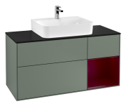 Тумба под раковину Villeroy & Boch Finion 120х50,1 см с подсветкой МДФ оливковый матовый лак/стекло черное матовое G172HBGM