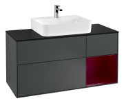 Тумба под раковину Villeroy & Boch Finion 120х50,1 см с подсветкой МДФ темно-синий матовый лак/стекло черное матовое G172HBHG