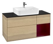 Тумба під раковину Villeroy & Boch Finion 120х50,1 см із підсвічуванням МДФ шпон дуба/скло чорне матове G172HBPC