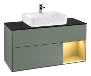 Тумба под раковину Villeroy & Boch Finion 120х50,1 см с подсветкой МДФ оливковый матовый лак/стекло черное матовое G172HFGM